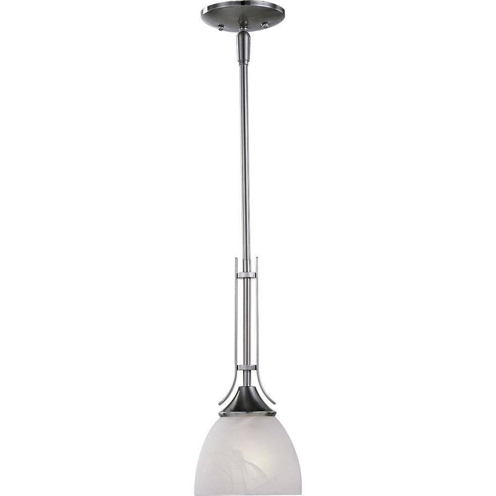 Elegant Mini Brushed Nickel Pendant with Alabaster Glass Swirls