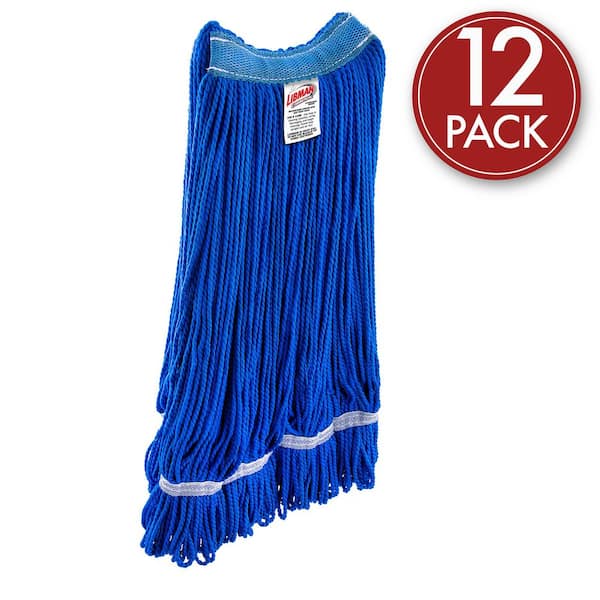 Medium String Mop Microfiber Looped-End Wet Mop Head (Blue) 12-Pack