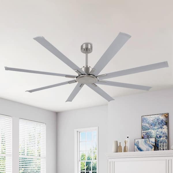 72 in. (6 ft. ) 8 Aluminum Fan Blades Indoor Ceiling Fan in Nickel and Silver with Remote