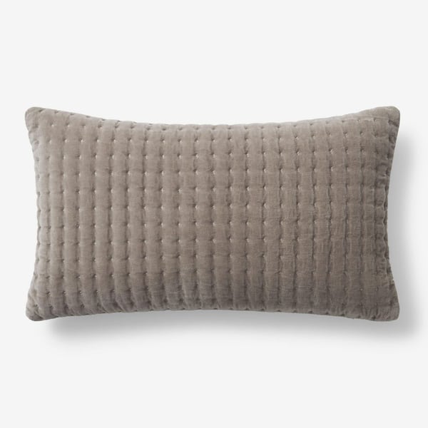 Legends Luxury Tufted Stitch Velvet Decorative Taupe 12 in. L x 21 in. W Throw Pillow Cover