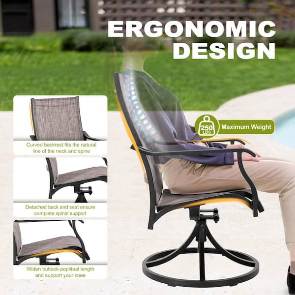 Nuu Garden Patio 2 Piece Textilene Swivel Chairs Brown