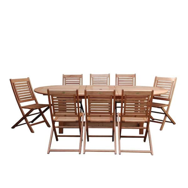 Amazonia Milano Grand 9-Piece Extendable FSC Eucalyptus Wood Patio Dining Set