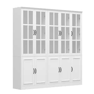 78.7 in. Tall 2-in-1 Wood White Accent Bookcase 12-Shelf Bookshelf with Doors, Adjustable Shelves