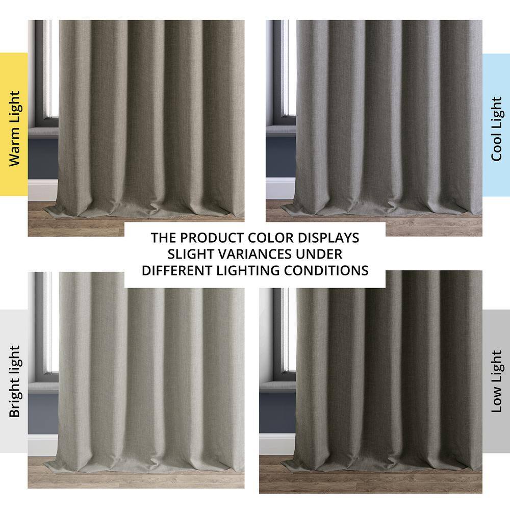 Slate Gray Faux Linen Blackout Curtain Panel 50" x 96"