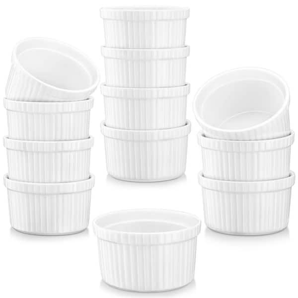 MALACASA 2.75 in. White Ceramic Ramekins Souffle Dishes (Set of 12)