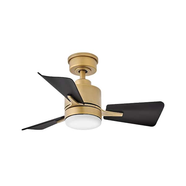 HINKLEY Atom 30.0 in. Indoor/Outdoor Integrated LED Heritage Brass Ceiling Fan with Remote Control