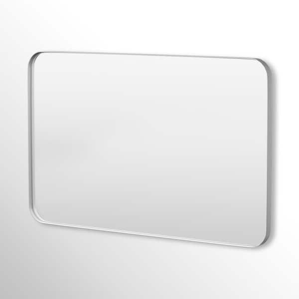 Hausvita 48 in. W x 30 in. H Rectangular Framed Tempered Glass Wall-Mounted Bathroom Vanity Mirror in Silver
