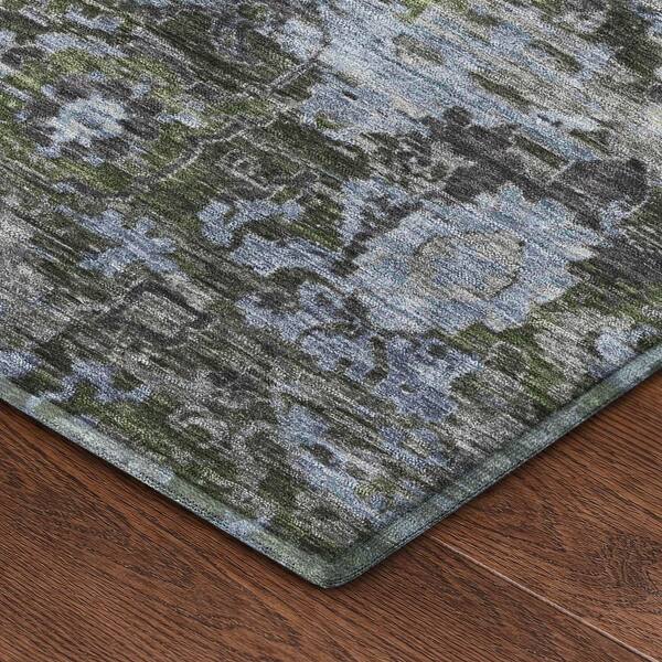 Mayfield Premium Machine Washable Abstract AMF2430 Olive 9 ft. x 12 ft. Area Rug