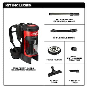 M18 FUEL 18-Volt Lithium-Ion Brushless 1 Gal. Cordless 3-in-1 Backpack Vacuum (2-Tool)