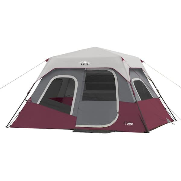 niets Soeverein Onenigheid CORE Instant Cabin 11 ft. x 9 ft. x 6 ft. 6-Person Modern Cabin Tent with  Air Vents and Loft in Red CORE-40068 - The Home Depot
