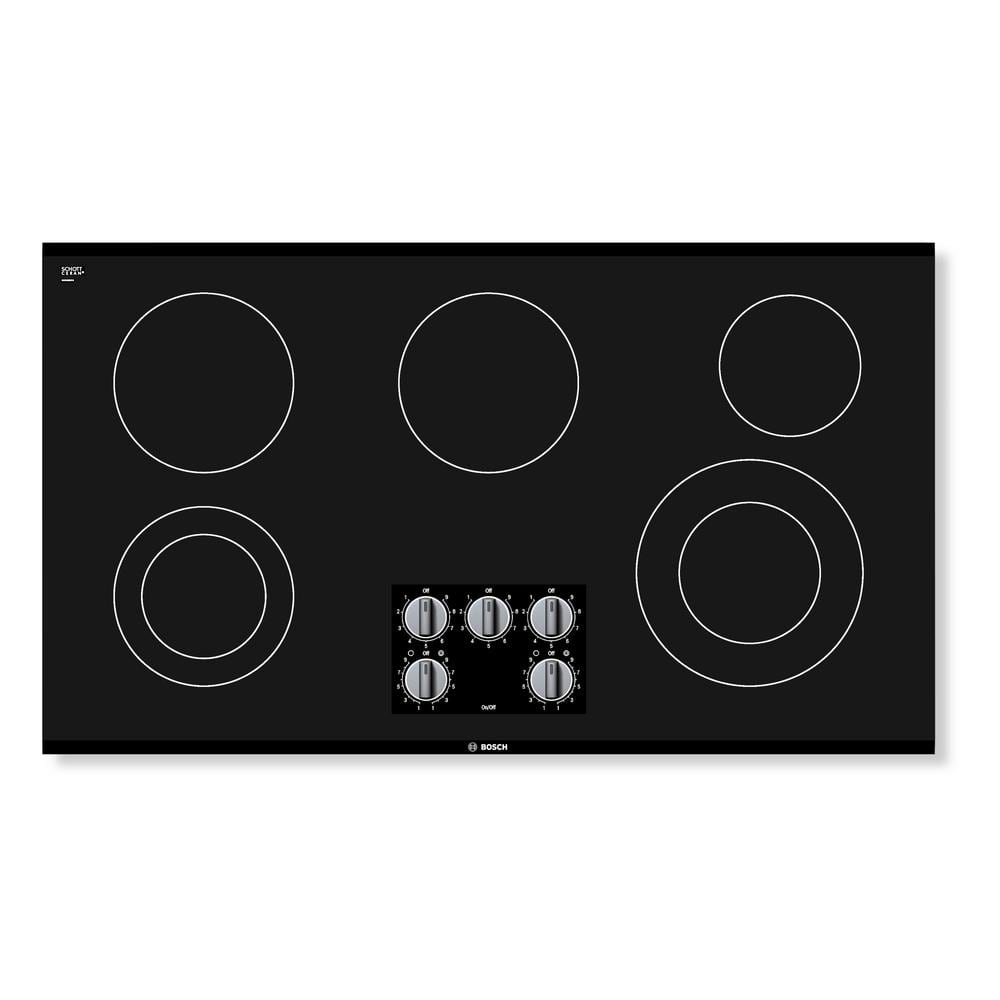 Bosch 500 Series 36 in. Radiant Electric Cooktop in Black with 5 Elements including 2,500-Watt Element
