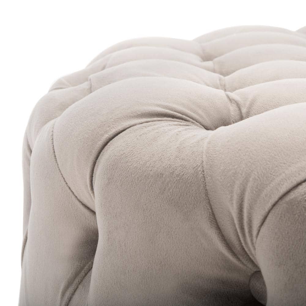 Charlene 39" Gray Tufted Round Cotton Ottoman