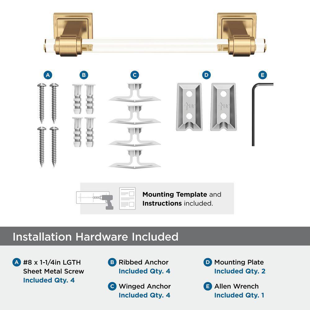 8 Inch Clear and Champagne Bronze Wall Mounted Towel Bar