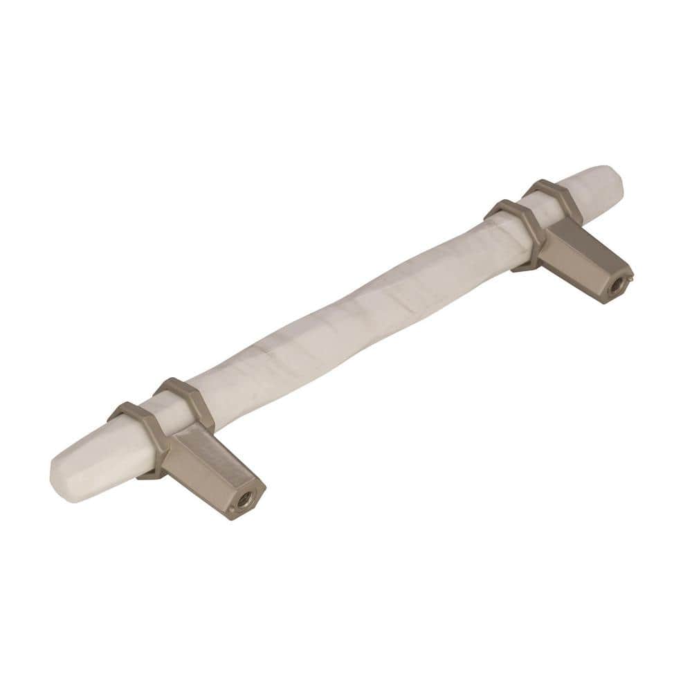 7.5 Inch Brushed Nickel and Marble Cabinet Bar Pull