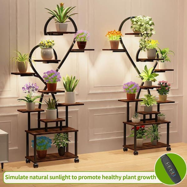 CSC DECOR INC 65 in. H Walnut Heart-Shaped MDF Indoor Plant Stand