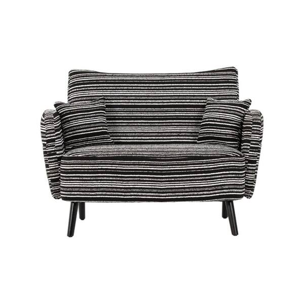 47.64 in. Striped Boucle Fabric 2-Seater Loveseat in Black with