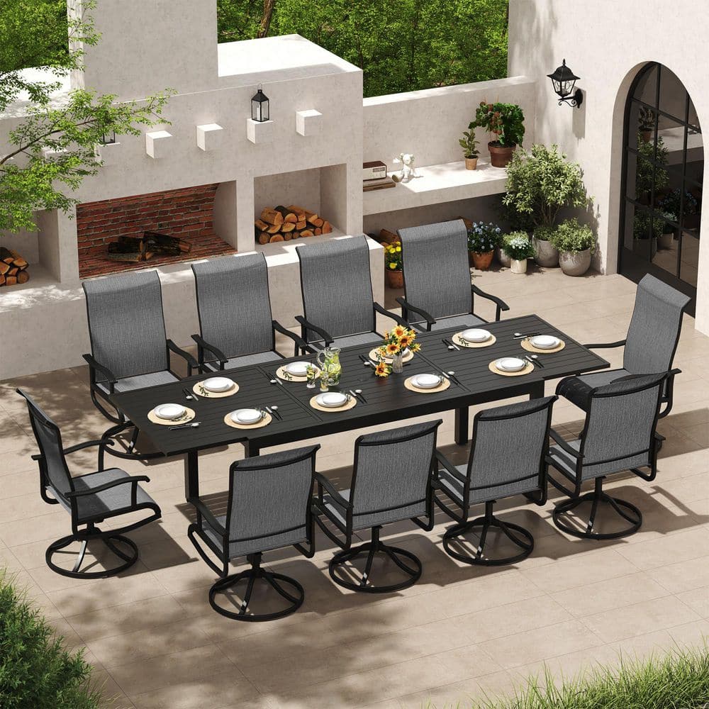 INNUMIA 11-Piece Aluminum Rectangular Outdoor Dining Set