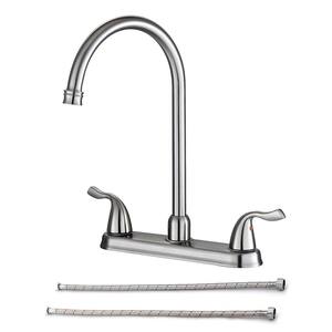 Kitchen Sink Faucet 2-Handle Standard Kitchen Faucet with High Arch in Brushed Nickel