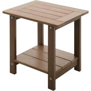 16.7 in. H Teak Square Plastic Adirondack Outdoor Double Layer Patio Side Table