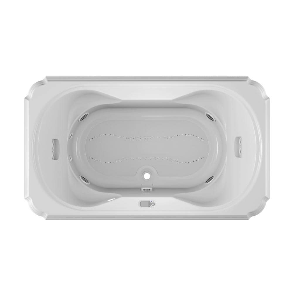 JACUZZI Marineo Salon Spa 72 in. x 42 in. Rectangular Combination Bathtub with Center Drains in White