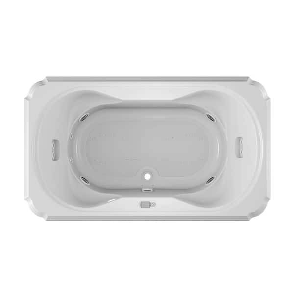 Marineo Salon Spa 72 in. x 42 in. Rectangular Combination Bathtub with Center Drains in White