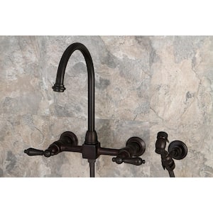 Restoration 2-Handle Wall-Mount Standard Kitchen Faucet with Side Sprayer in Oil Rubbed Bronze