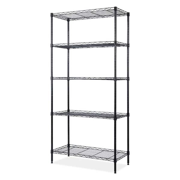 5-Tiers Steel Adjustable Garage Storage Shelving Unit in Black (23.62 in. W x 59.06 in. H x 12.6 in. D)