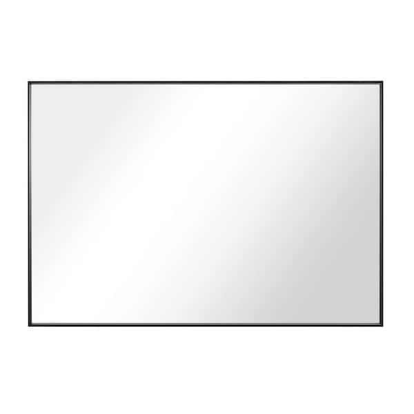 32 in. W x 24 in. H Modern Medium Rectangular Aluminum Framed Wall Mounted Bathroom Vanity Mirror in Black