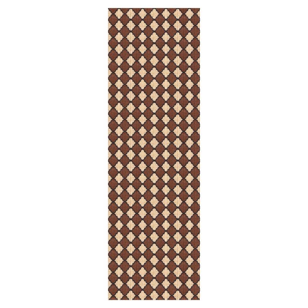 Heavy Duty Brown and Beige and Black 31 in. W x 13 ft. L Indoor/Outdoor Trellis Runner Rug price history on PriceWatchPro