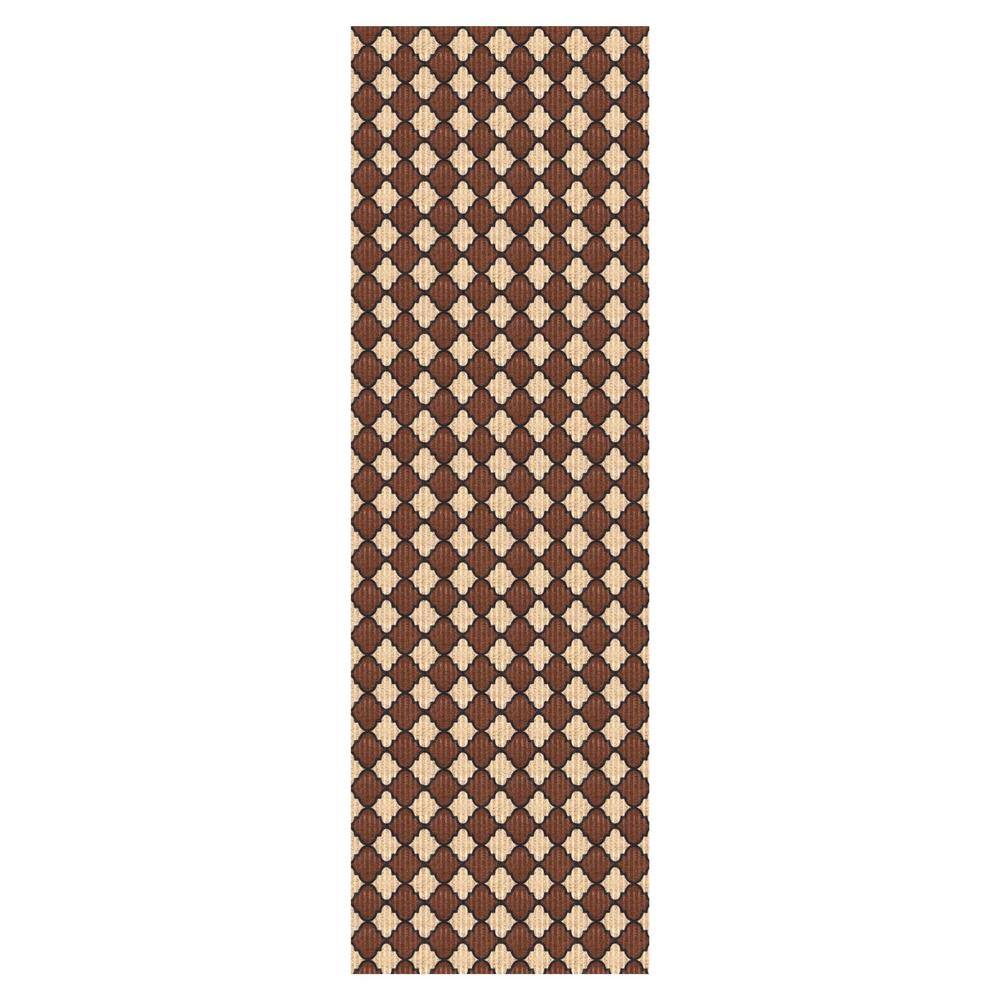 Heavy Duty Brown and Beige and Black 31 in. W x 41 ft. L Indoor/Outdoor Trellis Runner Rug price history on PriceWatchPro