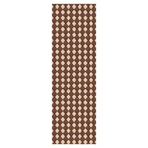 Heavy Duty Brown and Beige and Black 36 in. W x 10 ft. L Indoor/Outdoor Trellis Runner Rug