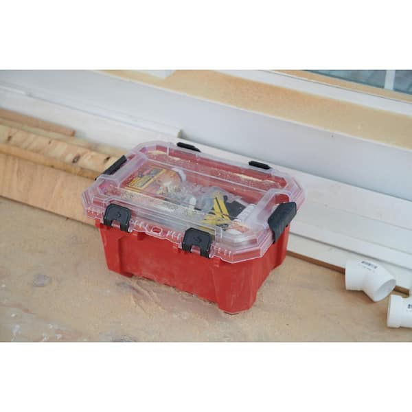 5-Gal. Professional Heavy Duty Waterproof Stackable Plastic Storage Container with Hinged Lid in Red