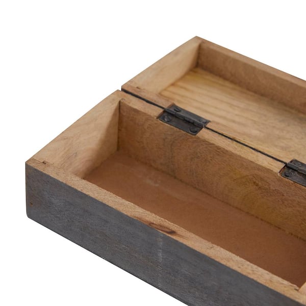Rectangle Wood Floral Box with Hinged Lid (Set of 3)