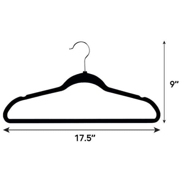 Super Heavy-Duty 17 inch Wide Black Plastic adult Shirt Hangers with Swivel Hook and Notched Shoulders (Quantity 100) (Black, 100)