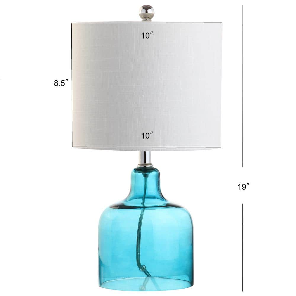 Gemma 19" White and Blue Glass Bell Table Lamp