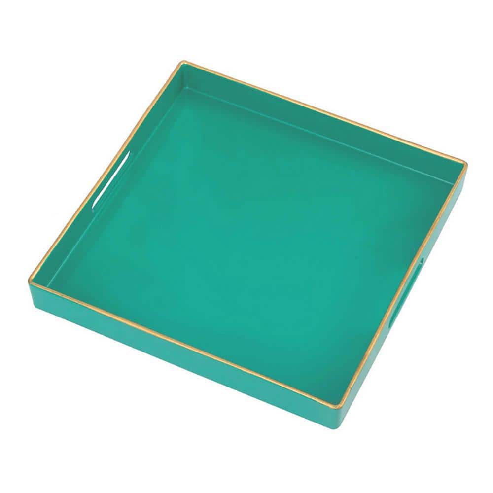 Mimosa Turquoise Square Tray with Elegant Cutout Handles