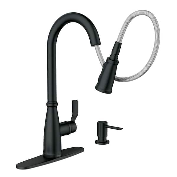 MOEN Nolia Matte Black 16.57 in. H Pull Down Sprayer Kitchen