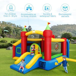 480-Watt Kids Gift Inflatable Blue Bounce House Slide Jumping with Blower