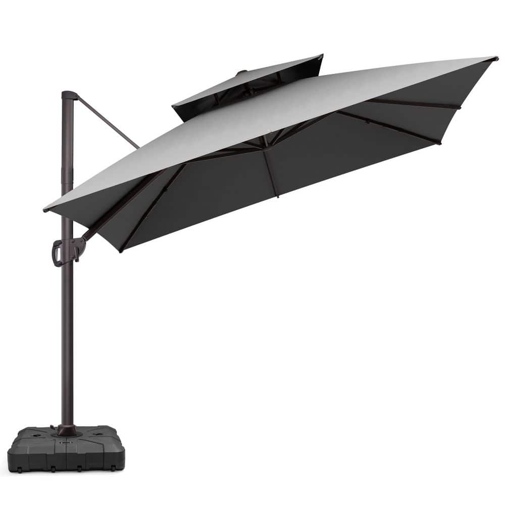 10 x 10 ft. Double Top Cantilever Patio Umbrella in Dark Gray 360° Rotation Outdoor Offset Pool Umbrella w/ 360 lb. Base price history on PriceWatchPro
