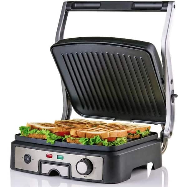gelijktijdig kennisgeving heb vertrouwen OVENTE 4-Slice Electric Panini 180 Adjustable Hinge Non-Stick 3 Heat  Settings Drip Tray, Free Grill (GP1861BR) GP1861BR - The Home Depot