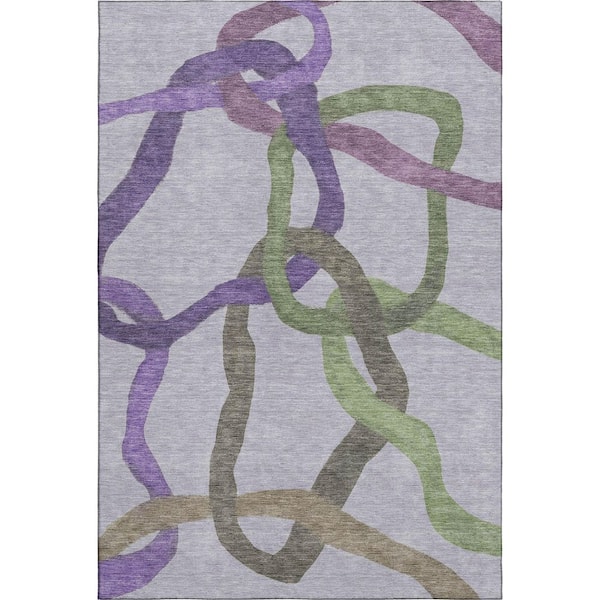 Mayfield Premium Machine Washable Abstract AMF2394 Lavender 10 ft. x 14 ft. Area Rug
