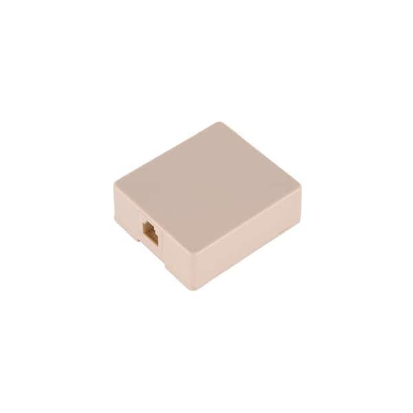 GE 4-Conductor Surface Mount Phone Jack - Almond