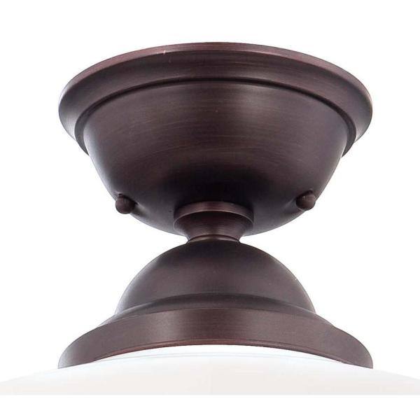 Brushed Bronze Opal Glass Semi-Flush Mount Light