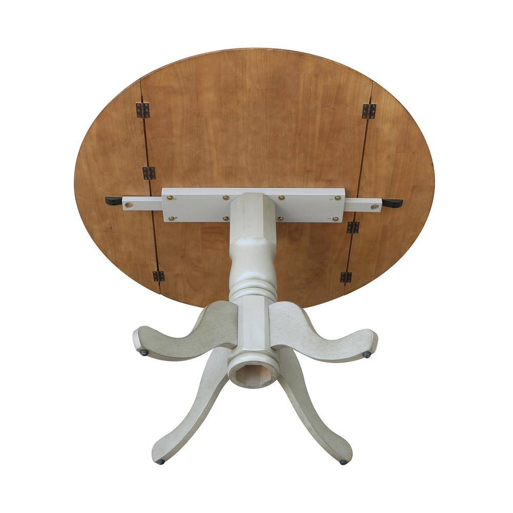 42 in. Hickory & Stone Drop Leaf Table with 2 Ladder Back Chairs