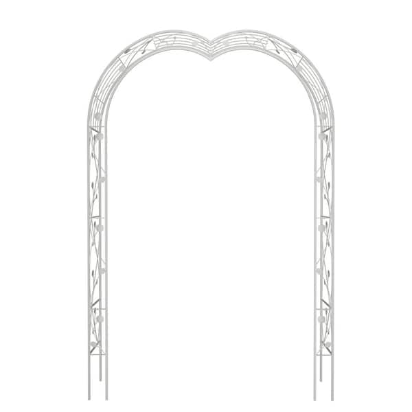 59 in. x 15.35 in. x 98.40 in. Cream White Iron Metal Outdoor Garden Arch Garden Arbor Trellis Assemble Freely Arch
