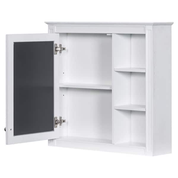 30 in. W Single Sink Grey Bath Vanity with White Ceramic Top and Mirror Cabinet Unassembled