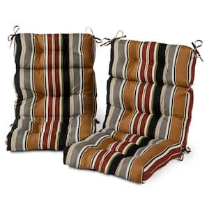 22 in. x 44 in. Outdoor High Back Dining Chair Cushion in Brick Stripe (2-Pack)