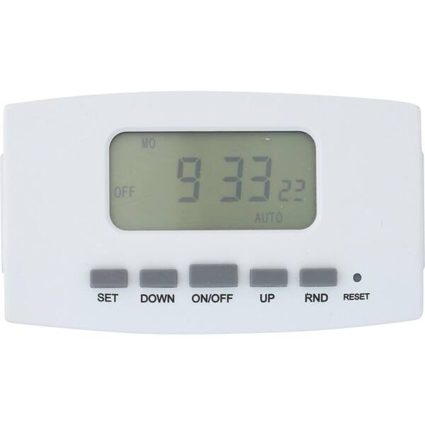 Westek 8 Amp 7-Day Indoor Plug-In Digital Bar Timer with Dual Outlets, White