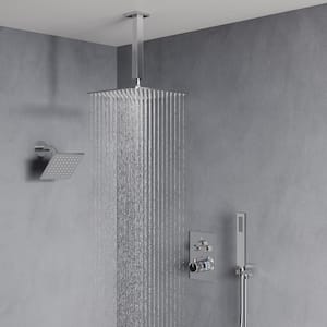 Family-Friendly 7-Spray Multiple Press 12 in. Wall Bar Shower Kit with Anti Scald 2.5 GPM in Chrome Valve Included