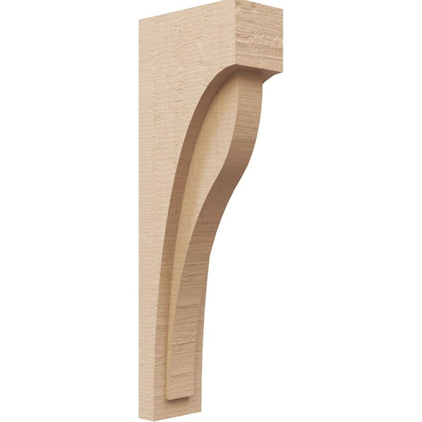 Ekena Millwork 4 in. x 24 in. x 8 in. Series 2 Thin Helena Rough Cedar Woodgrain Timberthane Polyurethane Corbel, Primed Tan